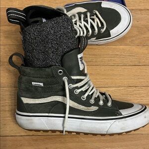 Vans High-Top Sneakers in Dark Green and White